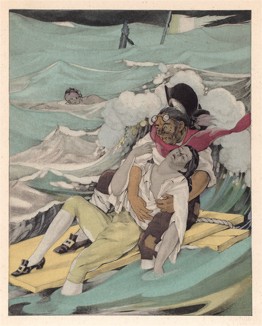 Потерпевшие кораблекрушение. Иллюстрация Умберто Брунеллески к произведению Вольтера "Кандид, или оптимизм" - Candide Ou L'Optimisme. Париж, 1933