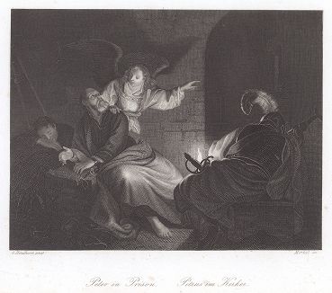 Апостол Петр в темнице. Гравюра с картины Геррита ван Хонтхорста. 