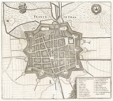 План укреплений города Франкенталь (Franckenthal). Из Theatrum Europeaum. Франкфурт-на-Майне, 1667
