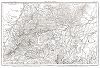 Карта Южной Германии (театр боевых действий Войны Третьей коалиции, также известной как русско-австро-французская война 1805 г.). Из атласа к работе Луи Адольфа Тьера "История консулата и империи", карта 2. Париж, 1866