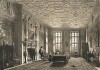 Роскошная гостиная в особняке Астон Холл (Бирмингем, Уорвикшир, Англия). Здание построено в 1618-1635 гг. для сэра Томаса Хольта, сейчас является музеем. Тоновая литография Джозефа Нэша. Лондон, 1849