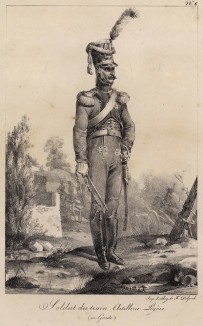 Солдат французской полевой артиллерии (редкая литография Н.-Т. Шарле, посвящённая гвардии недавно свергнутого Наполеона. Париж. 1817 год)