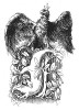 Инициал (буквица) F, предваряющий главу "Рождение и крестины" первой части книги Франца Кюглера "История Фридриха Великого". Рисовал Адольф Менцель. Лейпциг, 1842