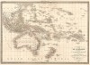 Карта Океании, включающая Австралию, Полинезию и острова Микронезии. Atlas universel de geographie ancienne et moderne..., л.38. Париж, 1842