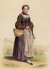 Крестьянка из кантона Люцерн в традиционной одежде. Сoutumes suisses dessinés d'aprés nature, par J.Suter. Париж, 1840