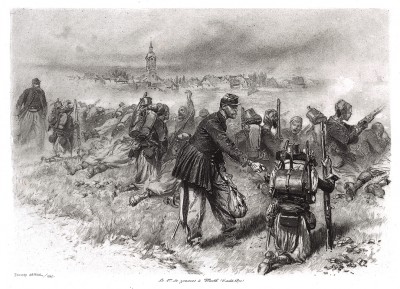 Зуавы в битве при Вёрте 6 августа 1870 года (из Types et uniformes. L'armée françáise par Éduard Detaille. Париж. 1889 год)
