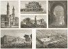 Людвигскирхе (рис. 1), Хофкирхе (2), Зал славы в Мюнхене (3), Опера Земпера в Дрездене (4), Дворец индустрии, построенный для Всемирной выставки в Париже в 1855 году (5) и Лувр (6). 