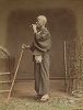 Амма, слепой массажист. Крашенная вручную японская альбуминовая фотография эпохи Мэйдзи (1868-1912). 