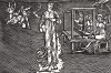 Женщина с прялкой. Иллюстрация Эдварда Коли Бёрн-Джонса к поэме Уильяма Морриса «История Купидона и Психеи». Лондон, 1890-е гг.