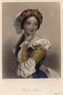 Принцесса Франции, героиня пьесы Уильяма Шекспира «Бесплодные усилия любви». The Heroines of Shakspeare. Лондон, 1848