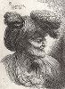 Голова старухи в тюрбане вправо. Офорт Джованни Кастильоне из сюиты «Малые головы, убранные на восточный манер», ок. 1645-50 гг. 