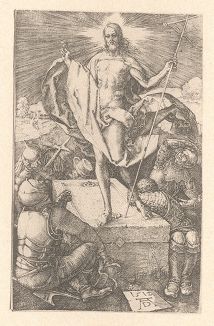Cерия "Страсти Христовы". Воскресение Иисуса Христа. Гравюра Альбрехта Дюрера, выполненная в 1512 году (Репринт 1928 года. Лейпциг)