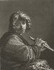 Флейтист, приписываемый кисти Караваджо. Лист из знаменитого издания Galérie du Palais Royal..., Париж, 1786