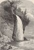 Водопад Серебряный, озеро Верхнее. Лист из издания "Picturesque America", т.I, Нью-Йорк, 1872.