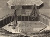 Плотницкие работы. Возведение опоры моста (Ивердонская энциклопедия. Том III. Швейцария, 1776 год)