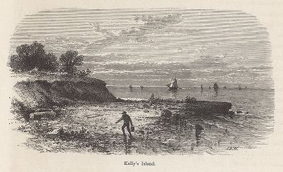 Отмель на острове Келли, штат Огайо. Лист из издания "Picturesque America", т.I, Нью-Йорк, 1872.
