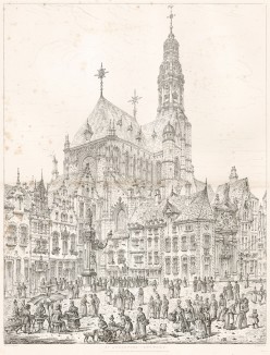 Антверпен. Церковь Святого Августина (из Engravings of ancient Cathedrals, Hotels de Ville, and other public buildings of celebrity, in France, Holland, Germany and Italy... Лондон. 1842 год)