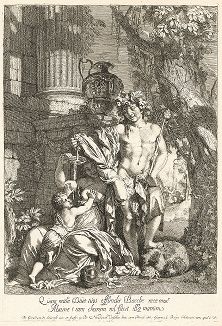 Дионис, он же Бахус, бог виноделия. Офорт Герарда де Лересса, 1675 год.