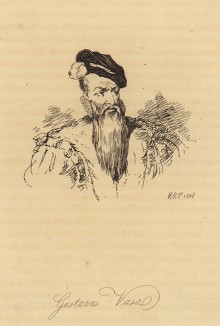 Густав I (Густав Ваза (1490--1560)), король Швеции (из Travelling Sketches in Russia and Sweden... by Robert Ker Porter (англ.). Том II. Лондон. 1809 год)