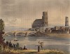 Мост через Сену и собор в Мант-ла-Жоли (из Picturesque Tour of the Seine, from Paris to the Sea... (англ.). Лондон. 1821 год (лист X))