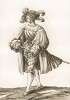 Отпрыск знатной швейцарской фамилии XVI века, держащий руку на рукоятке меча (акватинта, выполненная по рисунку Ганса Гольбейна младшего, хранящемуся в публичной библиотеке города Базеля. Базель. 1790 год)