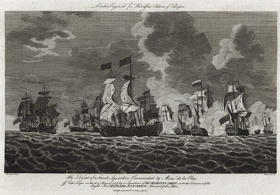 Семилетняя война. 18 августа 1759 г. Победа французской эскадры адмирала де Лаклю над английской эскадрой у мыса Лагос. Лондон, 1786