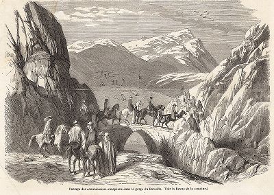 Переход европейских комиссаров через ущелье реки Барада в Сирии в  феврале 1861 года. 