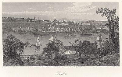 Вид на Квебек и реку Святого Лаврентия. Лист из издания "Picturesque America", т.II, Нью-Йорк, 1874.