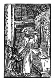 Святое причастие. Иллюстрация Ганса Шауфелейна к Via Felicitatis. Издал Johann Miller, Аугсбург, 1513