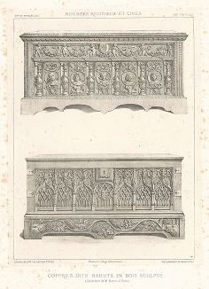 Французские деревянные резные сундуки, XV-XVI вв. Meubles religieux et civils..., Париж, 1864-74 гг. 
