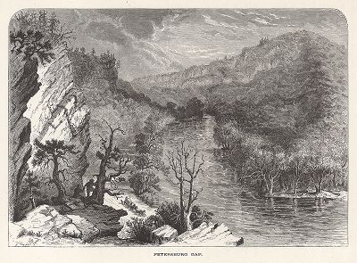 Ущелье Петерсбург, штат Западная Вирджиния. Лист из издания "Picturesque America", т.I, Нью-Йорк, 1872.