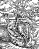Откровение Иоанна Богослова. Ангел запирает низвергнутого зверя Апокалипсиса. Ганс Бургкмайр для Martin Luther / Neues Testament. Издал Сильван Отмар, Аугсбург, 1523. Репринт 1930 г.