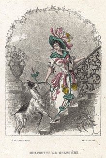 Каприфоль или козья жимолость и ее козочка. Les Fleurs Animées par J.-J Grandville. Париж, 1847