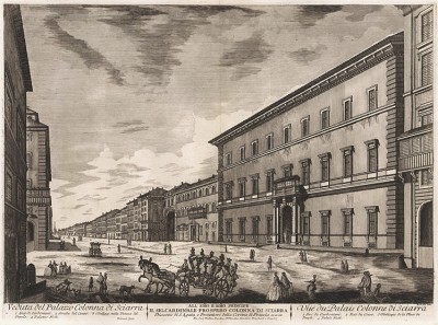 Вид на Палаццо Колонна ди Скиара. Лист из серии "Les plus beaux édifices de Rome moderne..." Жана Барбо. 