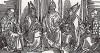 Альбрехт Дюрер. Трое епископов и двое монахов. Иллюстрация к "Откровениям Святой Бригитты"