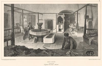 Баня в Бахчисарае (из Voyage dans la Russie Méridionale et la Crimée... Париж. 1848 год (лист 40))