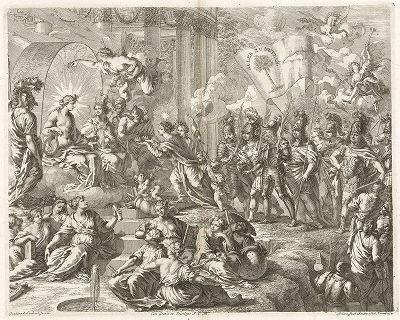 Аллегория расцвета искусств. "Iconologia Deorum,  oder Abbildung der Götter ...", Нюренберг, 1680. 