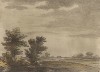 Пейзаж с полем. Гравюра с рисунка знаменитого английского пейзажиста Томаса Гейнсборо из коллекции Дж. Хибберта. A Collection of Prints ...of Tho. Gainsborough, Лондон, 1819. 
