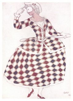Colombine. Коломбина. Леон Бакст, эскиз костюма для балета "Спящая красавица". L'œuvre de Léon Bakst pour "La Belle au bois dormant", л.XI. Париж, 1922