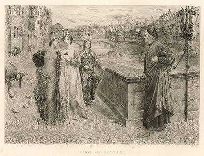Данте и Беатриче. Лист из серии "Галерея офортов". Лондон, 1880-е
