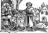 Прибытие гостей. Из "Жития Святого Христофора" (S. Christops Geburt und Leben) неизвестного немецкого мастера. Издал Johann Weyssenburger, Ландсхут, 1520. 