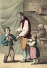 Бедный мальчик Роберт украл хлеб для своей голодной семьи, но его мучила совесть. Гравюра из детской книги "Bright Pictures from Child Life", Бостон, 1857