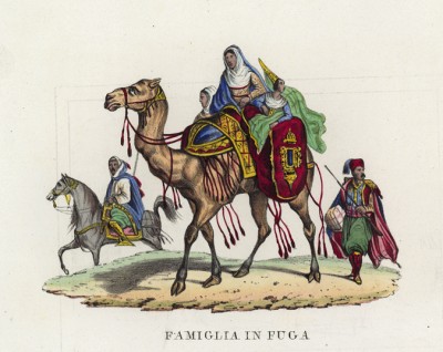 Побег знатной бедуинской семьи (иллюстрация к L'Africa francese... - хронике французских колониальных захватов в Северной Африке, изданной во Флоренции в 1846 году)