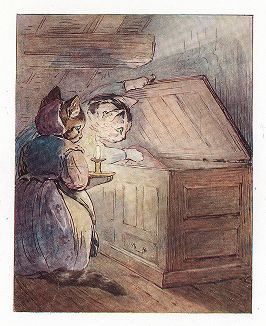Где же Моппет и Миттенс? Иллюстрация Беатрис Поттер к "Сказке о пироге и Сэме-Усике" (The Roly-Poly Pudding), Нью-Йорк, 1908 год. 