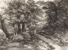 Лесная тропинка. Гравюра с рисунка знаменитого английского пейзажиста Томаса Гейнсборо из коллекции Дж. Хибберта. A Collection of Prints ...of Tho. Gainsborough, Лондон, 1819. 