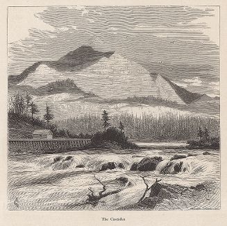 Пороги на реке Коламбия-ривер. Лист из издания "Picturesque America", т.I, Нью-Йорк, 1872.