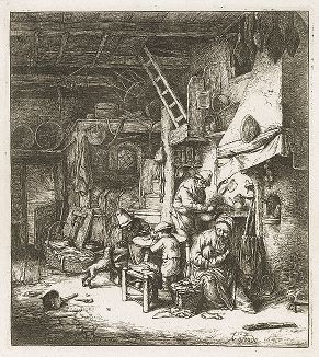 Семья крестьянина. Офорт Адриана ван Остаде, 1647 год. 