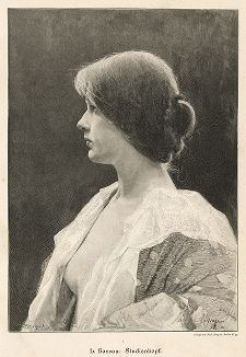 Женский портрет работы Лауреано Баррау. Moderne Kunst..., т. 9, Берлин, 1895 год. 