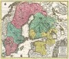 Карта Швеции. Nova mappa geographica Sueciae ac Gothiae regna ut et Finlandiae ducatum ac Lapponiam. Составил Тобиас Конрад Лоттер. Аугсбург, 1745 