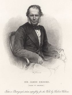 Джеймс Брук (1803 - 1868) - основатель династии Белых раджей Саравака. Gallery of Historical and Contemporary Portraits… Нью-Йорк, 1876
